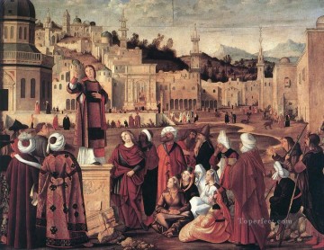 Vittore Carpaccio Painting - The Sermon of St Stephen Vittore Carpaccio